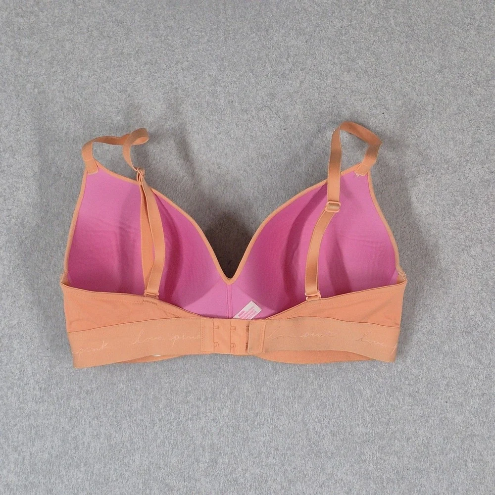 PINK Victoria's Secret Women Bra 36D Peach Wear Everywhere T Shirt Wireless
